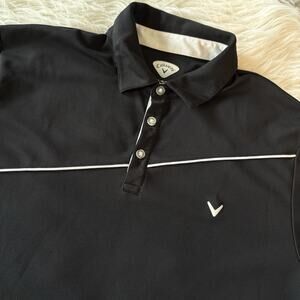 Callaway Men's XL Polo Shirt Black Polyester Golf Casual Stretch Lightweight EUC